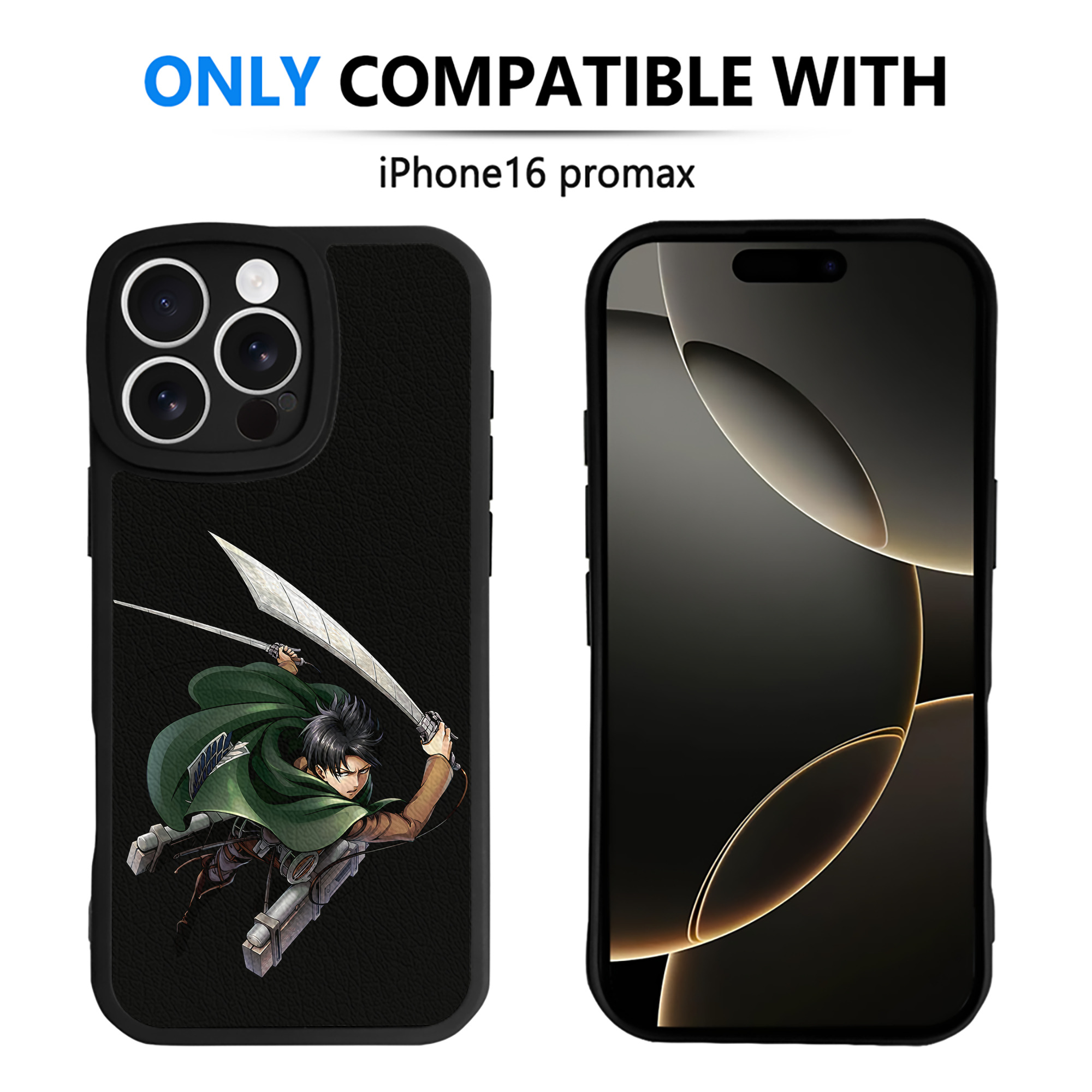 （画像用） 進撃の巨人 リヴァイ·アッカーマン Attack on Titan Levi Ackerman 【iPhone 16シリーズ対応】シリコンスマホケース（レザー調） 材質：シリコン